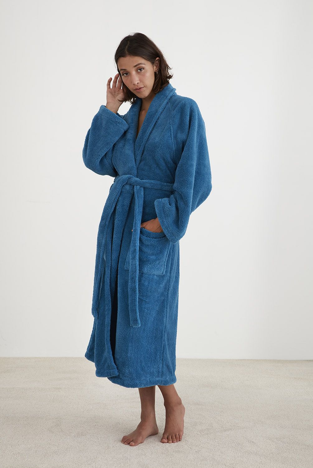 Manor Women's Plush Robe - Saxony Blue