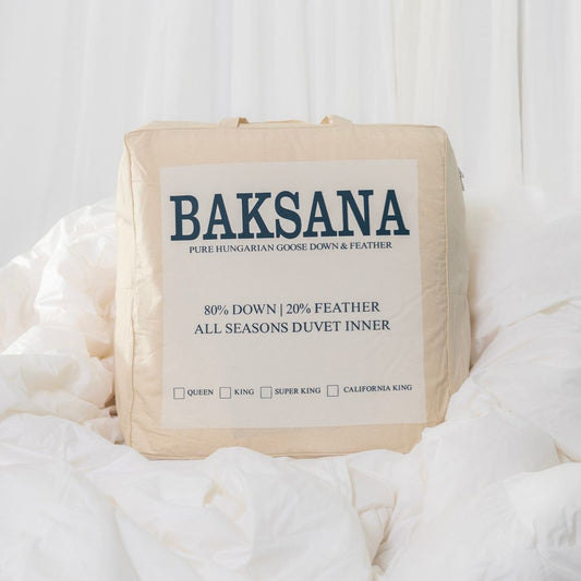 Baksana duvet inner packaging on a white background