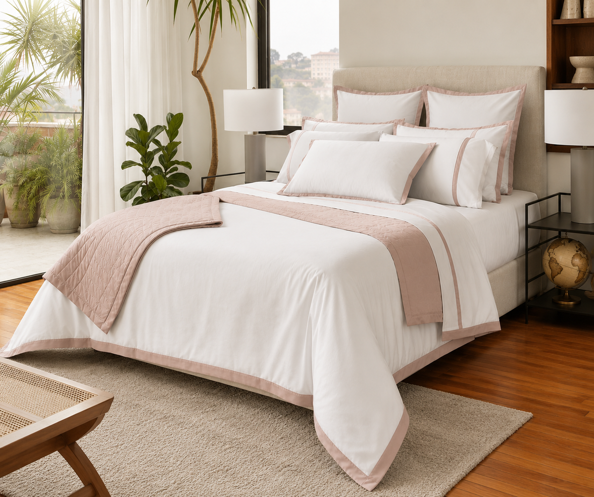 Caetano Duvet Cover Set - White/Blush