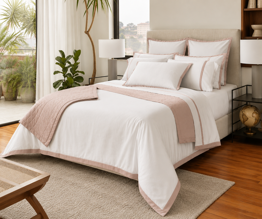 Caetano Duvet Cover Set - White/Blush