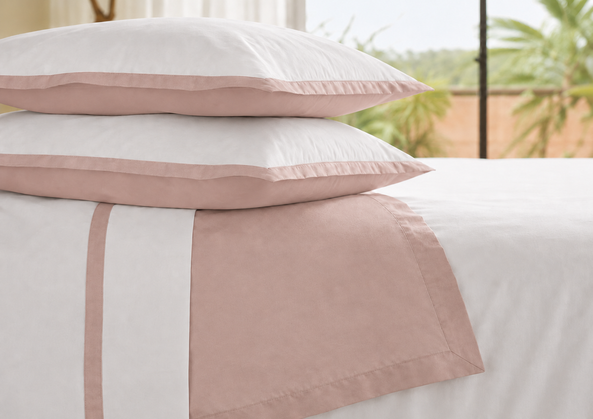 Caetano Duvet Cover Set - White/Blush