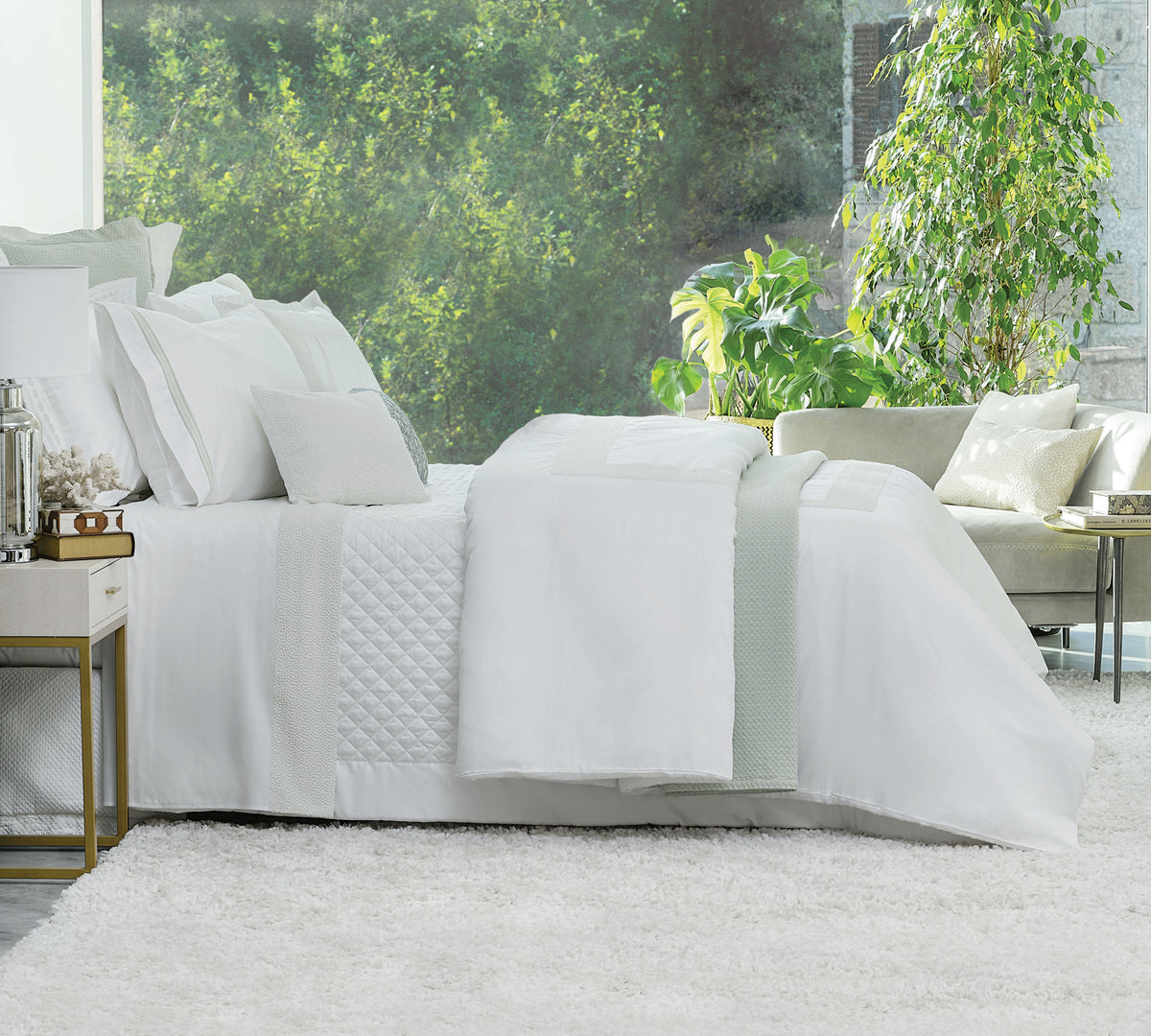 Hudson Linen Bedspread Set - White