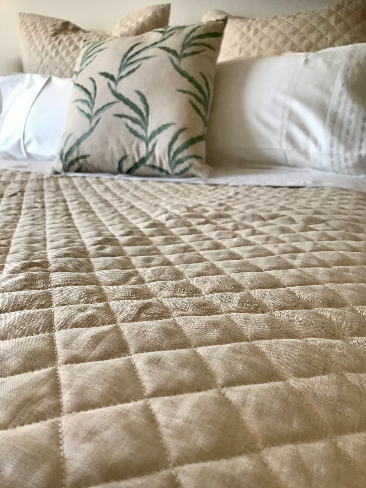 Hudson Linen Bedspread Set - Flax