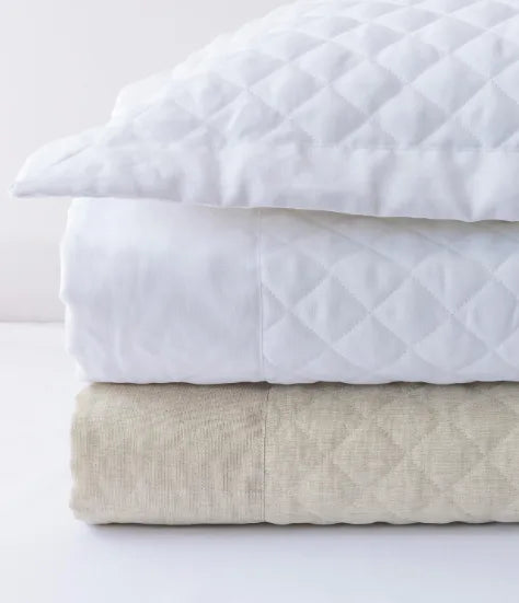Hudson Linen Bedspread Set - White
