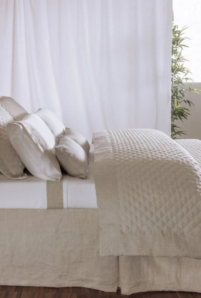 Hudson Linen Bedspread Set - White