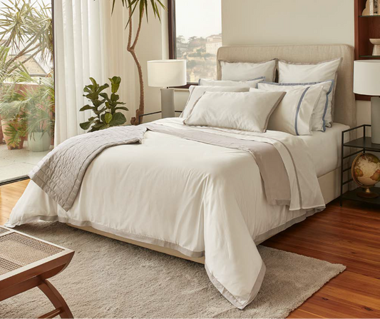 Caetano Duvet Cover Set - White/Taupe