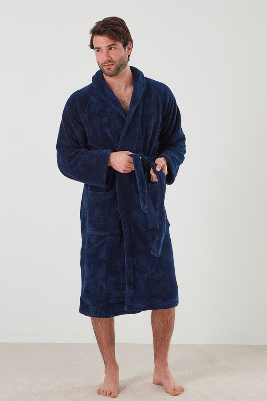 Manor Men's Plush Robe - Navy